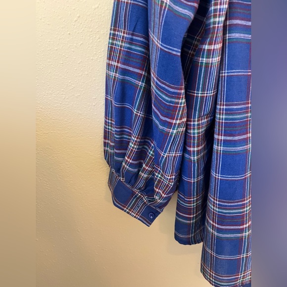 Ladies Plaid Button Down 90's Style Top Size XL - Picture 7 of 9
